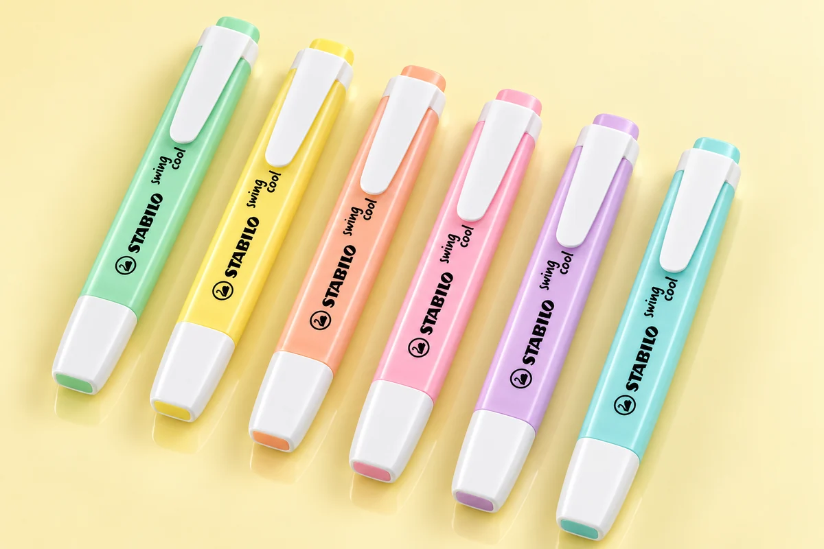 AI-generated studio illustration of STABILO swing cool Pastel · 6 pack.