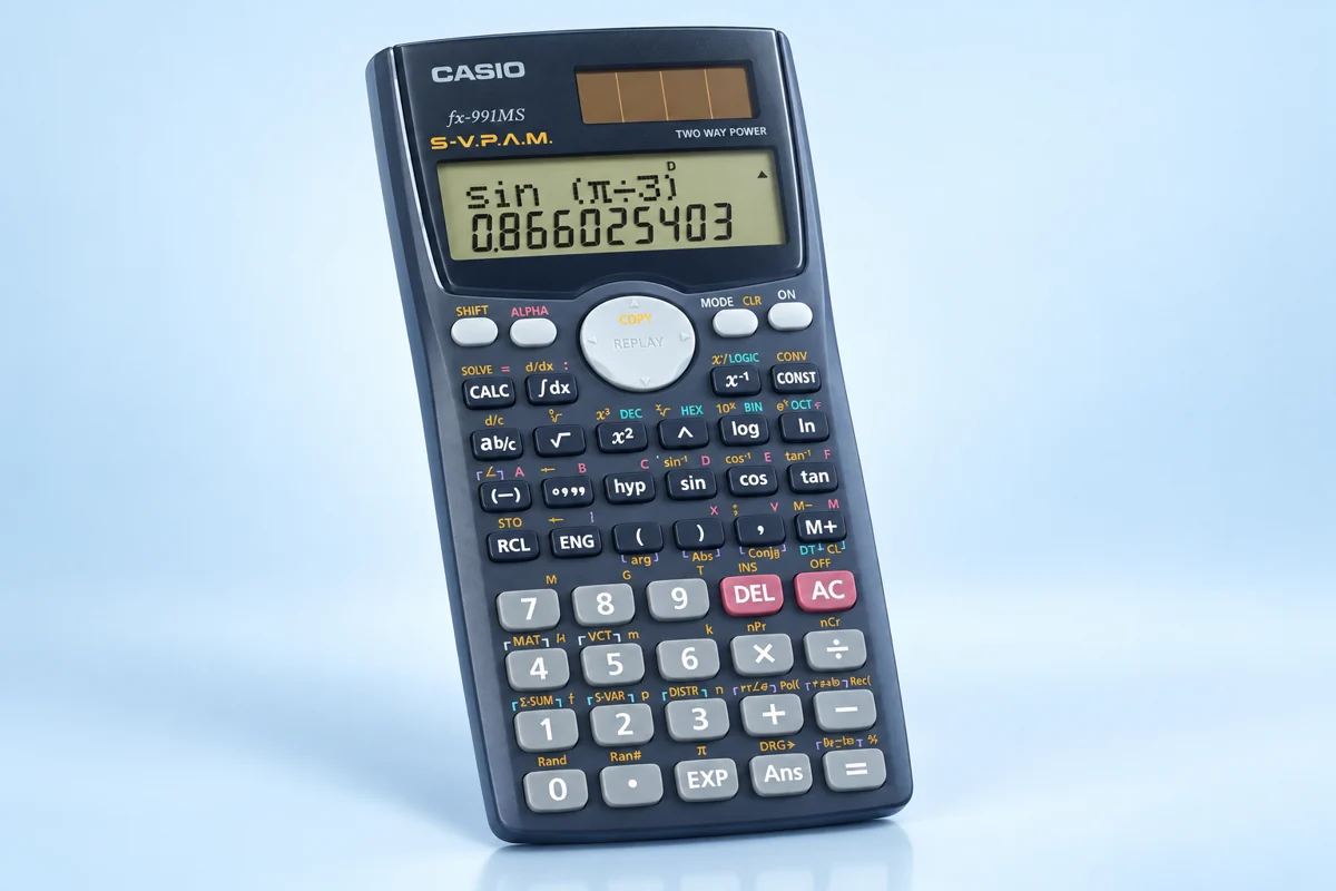 AI-styled illustration: Casio fx-991MS pictured.