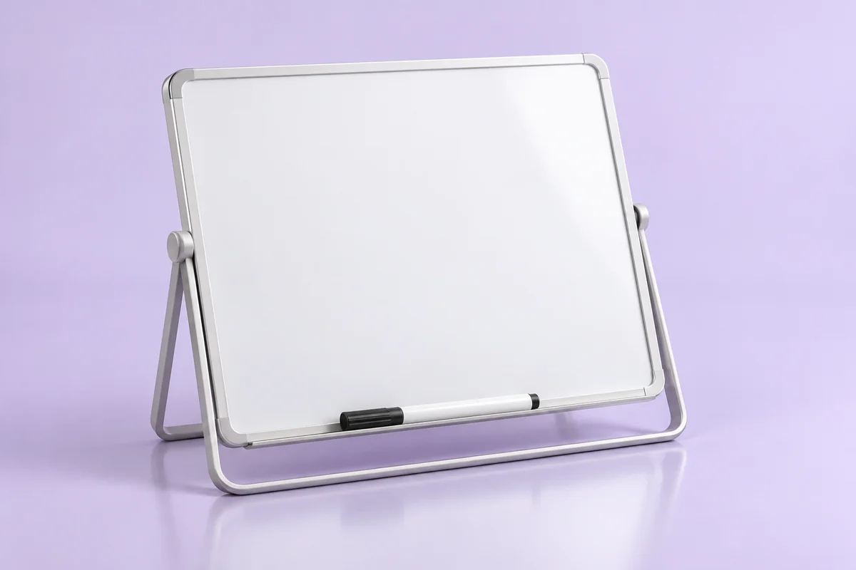 AI-generated illustration of desktop whiteboards for revision.